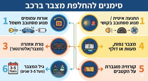 סימנים שמעידים שצריכים להחליף מצבר ברכב